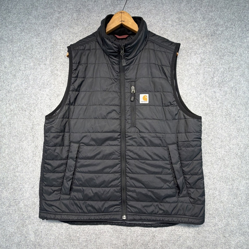 Carhartt Vest Men's Size L Black Full Zip Puffer Rain Defender Relaxed Fit